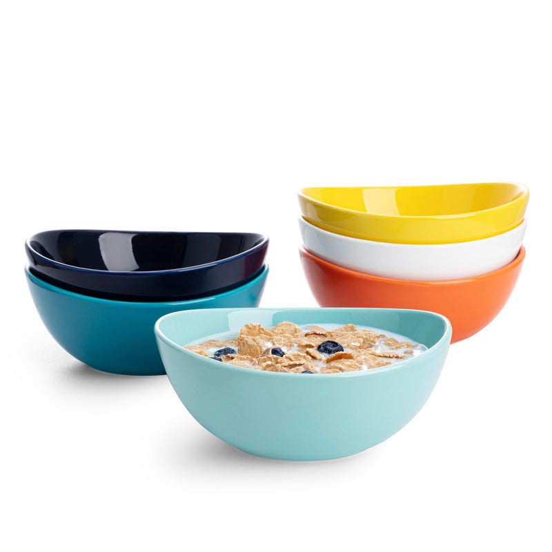 Sweese 18 oz Medium Porcelain Bowl - Set of 6 Rainbow Colored Cereal, Dessert, Soup, Rice & Salad Bowls, Ceramic Serving Bowls - Image 1